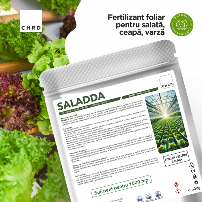 SALADDA – FERTILIZANT EU DE TIP PFC 1, CMC 1 CF. REG. (CE) 1009/2019 Foliar pentru salată, ceapă, varză, 500g [2]