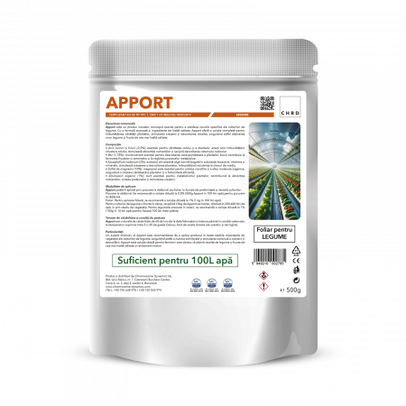Fertilizanti 500g - APPORT – FERTILIZANT EU DE TIP PFC 1, CMC 1 CF. REG. (CE) 1009/2019 Foliar pentru legume, 500g