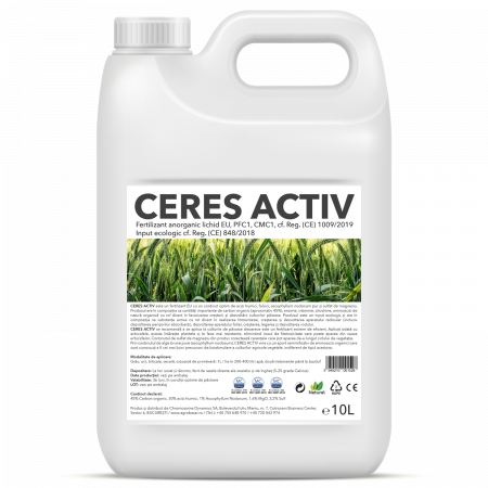 CERES ACTIV, fertilizant anorganic lichid cu sulf si magneziu special pentru grau, orz, triticale, orzoaica de primavara, secara, bidon 10L