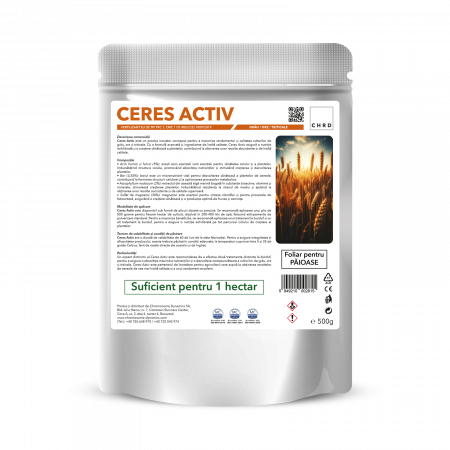 CERES ACTIV – FERTILIZANT EU DE TIP PFC 1, CMC 1 CF. REG. (CE) 1009/2019 Foliar pentru păioase (grâu, orz, triticale), 500g