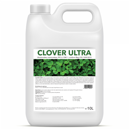 CLOVER ULTRA, biostimulator nemicrobian de tip PFC6, CMC1 cf. Reg. (CE) 1009/2019 cu acizi humici si fulvici pentru lucerna si trifoi, bidon 10L