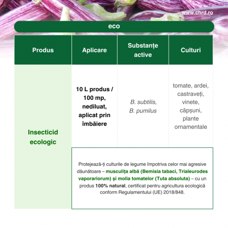 INSECTICID ECOLOGIC – gata de folosire - Formulă biologică pe bază de Bacillus subtilis & Bacillus pumilus (≥ 1 × 10⁵ UFC / ml), 10 litri [1]