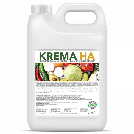 Krema HA, fertilizant organic lichid de tip PFC1, CMC6, cf. Reg. (CE) 1009/2019 pentru legume, vita de vie, pomi fructiferi, 10L