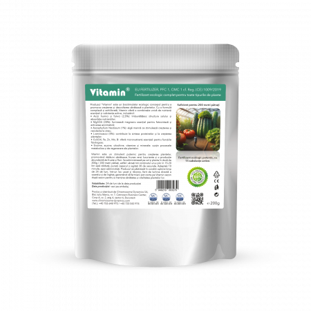 Biofertilizanti - Vitamin, fertilizant ecologic complet pentru toate tipurile de plante, EU Fertilizer PFC1 CMC1, plic 200g