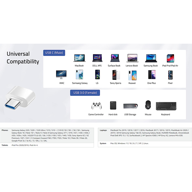 Adaptor OTG USB 3.0 la USB tip C, OTG, Universal, Alb [6]