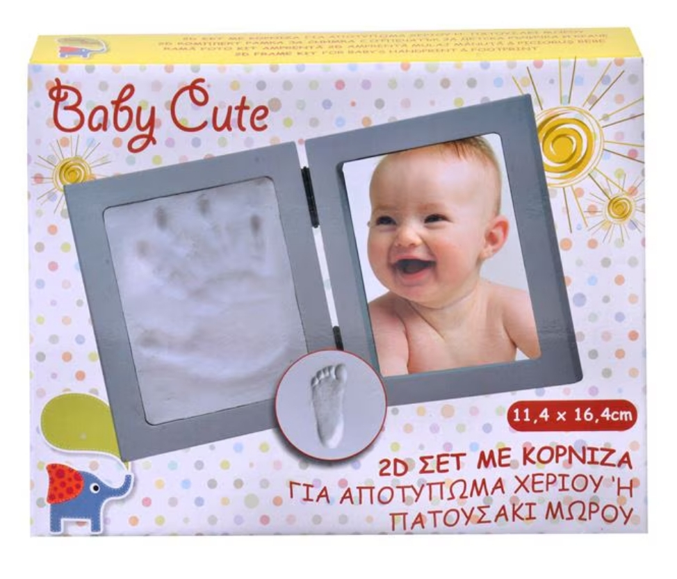 Kit amprenta mulaj 2D, bebelusi, manuta sau picior, cu rama foto, 11,4×16,4 cm [2]
