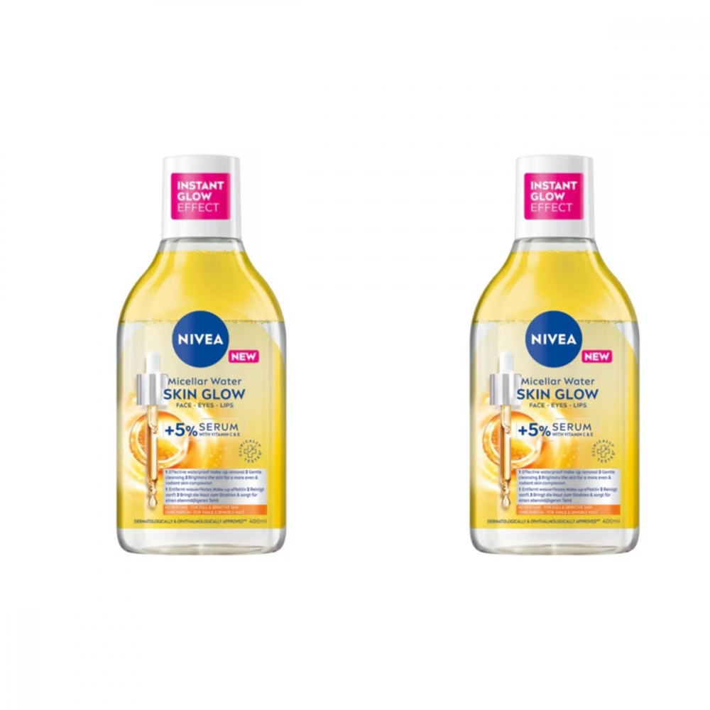 Set 2 x Apa Micelara Nivea Skin Glow, Infuzata cu Serum cu Efect de Iluminare, 400 ml [1]
