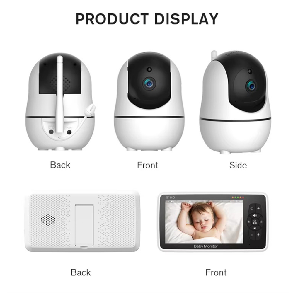 Baby Monitor / Sistem de Monitorizare Video si Audio Pentru Bebelusi,  Vedere Noctura cu Infrarosu, Ecran LCD Color 5 inch, Monitor de Temperatura, Cantece de Leagan, Sunet Bidirectional, Notificari,  [8]