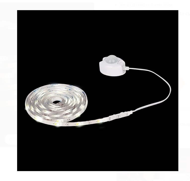 Banda Strip Light Autocolanta cu LED Alb Cald & Rece Senzor de Miscare 6V 3m [2]