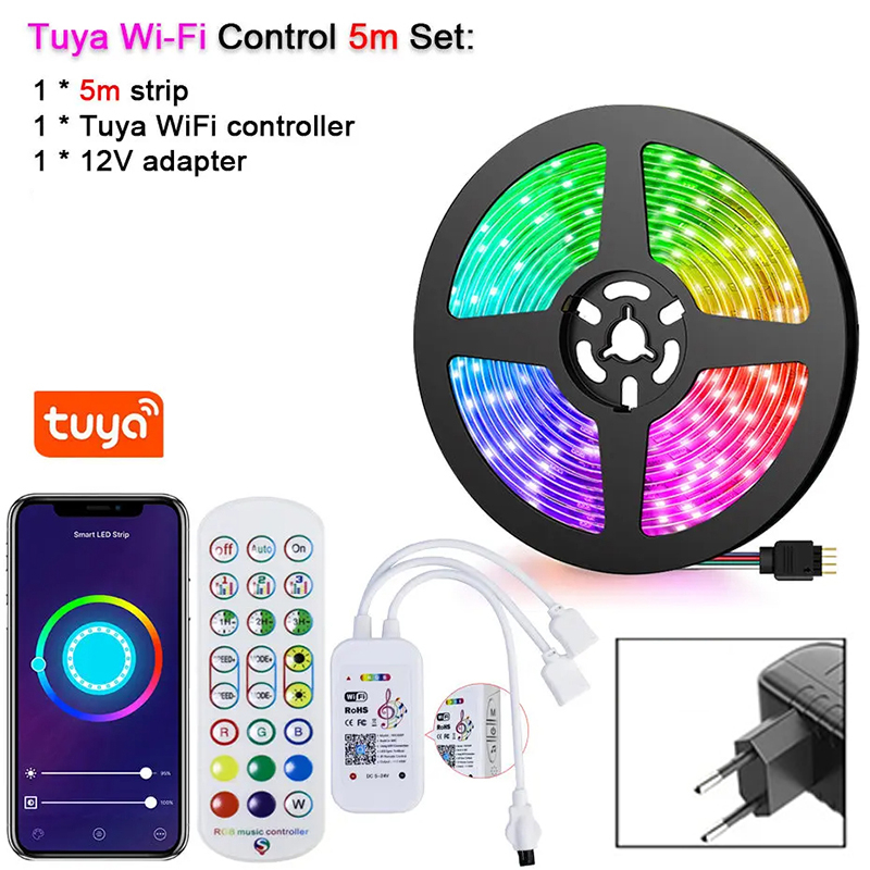 Banda LED Smart WiFi , sincronizare muzicala, microfon extern modern, telecomanda si control prin telefon (IOS/Android), WiFI , USB, lungime 5 metri, 5050 RGB [2]