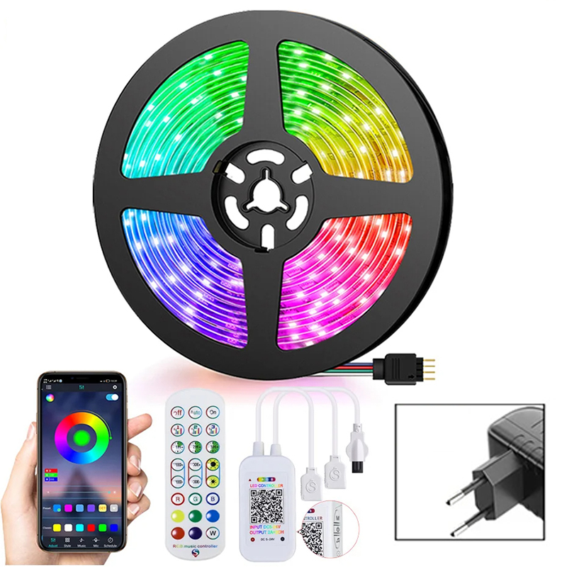 Banda LED Smart WiFi , sincronizare muzicala, microfon extern modern, telecomanda si control prin telefon (IOS/Android), WiFI , USB, lungime 5 metri, 5050 RGB [1]