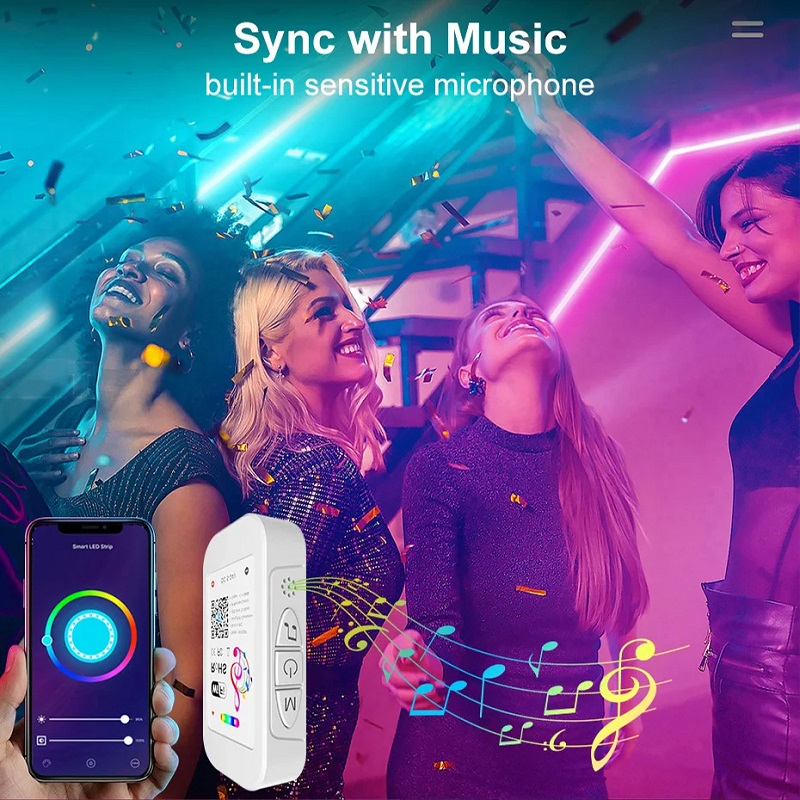 Banda LED Smart WiFi , sincronizare muzicala, microfon extern modern, telecomanda si control prin telefon (IOS/Android), WiFI , USB, lungime 5 metri, 5050 RGB [3]