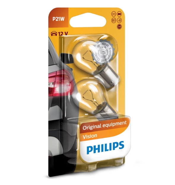 Set 2 Becuri auto auxiliare cu halogen Philips P21W, 12V, 21W [1]