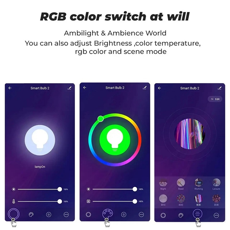 Bec LED Inteligent, 9W, WiFi, Compatibil cu Google Assistant si Alexa, Control la Distanta (Tuya/Smart Life) , 2700 ~ 6500K , RGB, E27 [5]