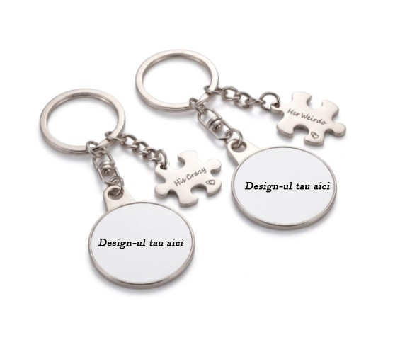 Set 2 brelocuri metalice puzzle personalizate - Cuplu [2]