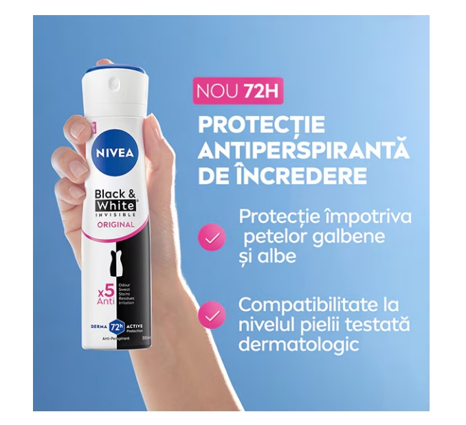 Deodorant spray Nivea Invisible for Black & White Clear, 250 ml [3]