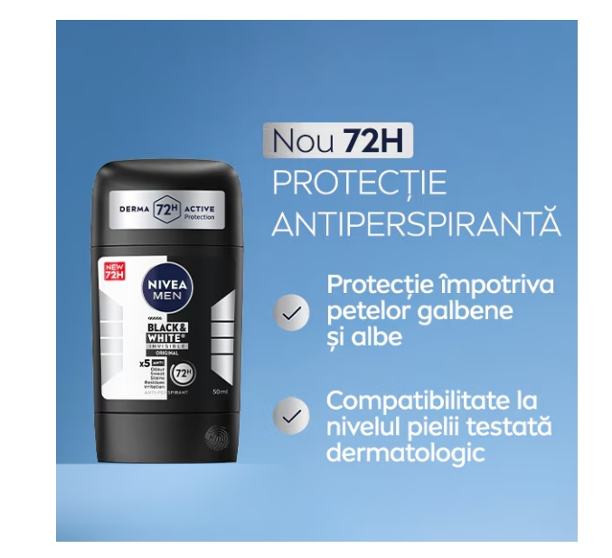 Deodorant Stick pentru barbati, Nivea B&W Power, 50 ml [3]