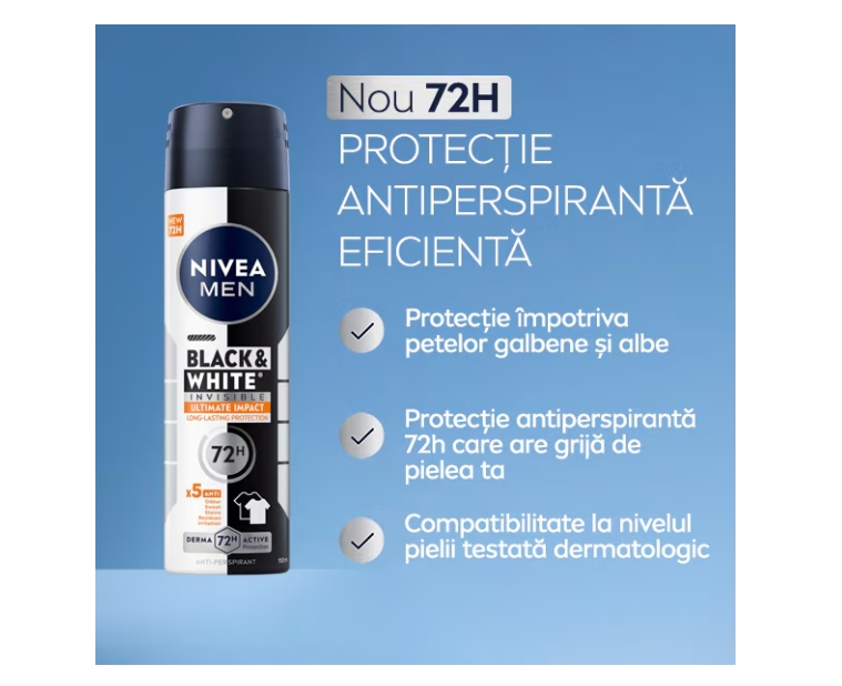 Deodorant spray Nivea Men Black & White Invisible Ultimate Impact, masculin, 150 ml [3]
