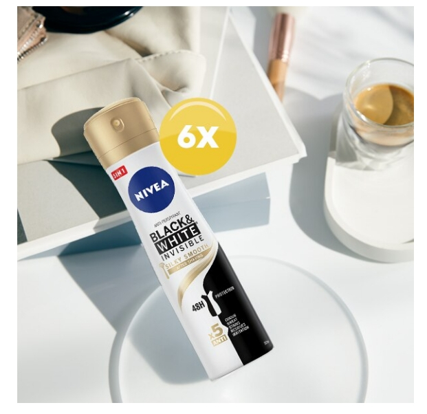 Pachet: Deodorant spray Nivea Black & White Silky Smooth, 150 ml x 6 bucati [2]