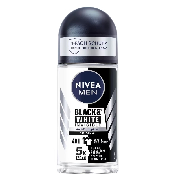 Deodorant roll on Nivea Men Invisible for Black and White Invisible Anti-Transpirant, 48H, 50ml [1]