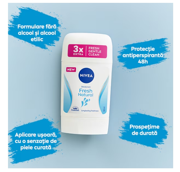 Deodorant Stick pentru femei, Fresh Natural 0% Alu 50 ml [3]