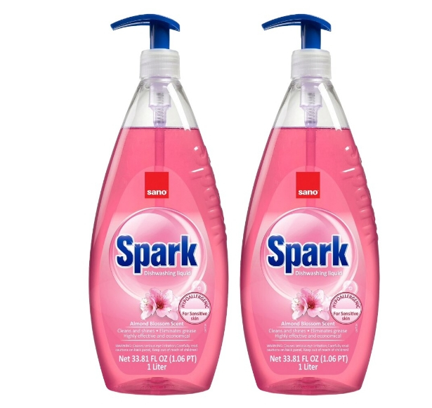 Set 2 x Detergent de Vase cu Pompita Sano Spark Migdale 1 l [1]