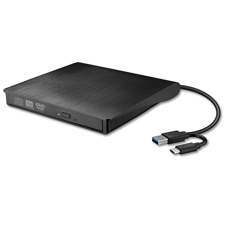 DVD Writer Extern, CD-RW, DVD-RW, Citire si Scriere CD/DVD, Compatibil cu Windows, Mac OS, Linux, Plug and Play, Alimentare USB 3.0 sau USB Type-C, Negru, [1]
