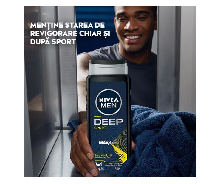 Gel de dus Nivea Men Deep Sport cu formula Maxxtech, 500 ml [5]
