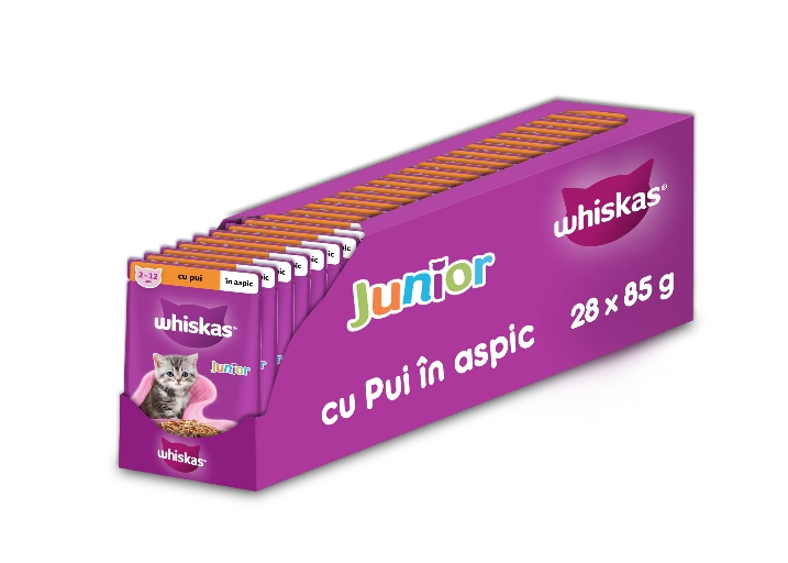 Hrana umeda pentru pisici Whiskas, junior, pui in aspic, 28 x 85 g [2]