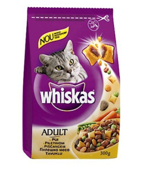 Whiskas Adult hrana completa pentru pisici cu pui, 300g, granule crocante, 4% pui [3]