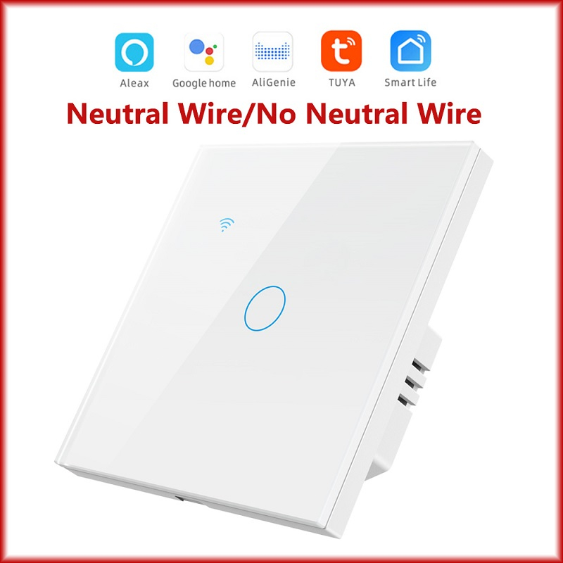 Intrerupator Inteligent cu Touch, WiFi, Control la Distanta, Compatibil cu Alexa/Google Assistant, Sticla Securizata, Cu/Fara Nul, 10A, 1 Canal, Alb [2]