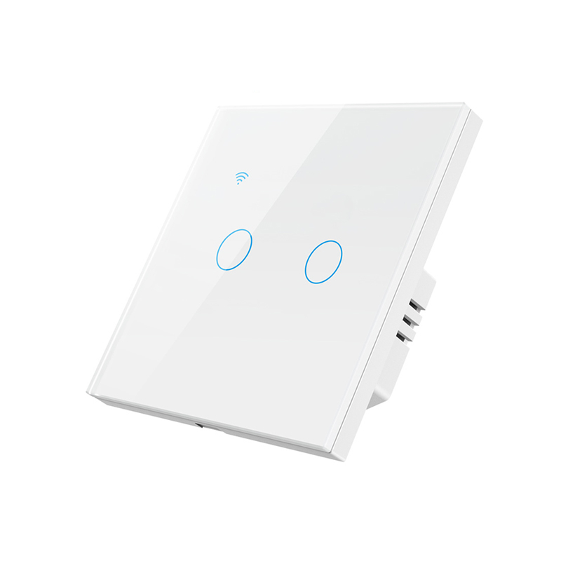 Intrerupator Inteligent cu Touch, WiFi, Control la Distanta, Compatibil cu Alexa/Google Assistant, Sticla Securizata, Cu/Fara Nul, 10A, 2 Canale, Alb [1]