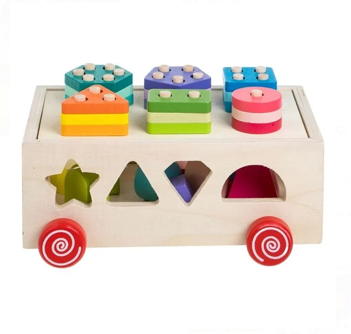 Jucarie Sortator din Lemn Vehicul cu Forme 21,5x13,5x13cm [3]