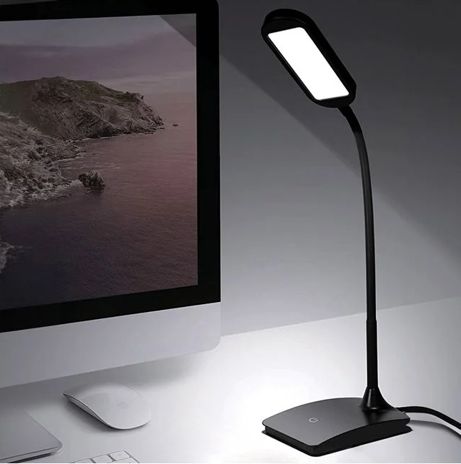 Lampa de Birou Neagra cu LED Functie Tactila & USB [2]