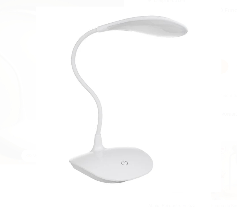 Lampa de Birou Alba cu LED Functie Tactila & USB [2]