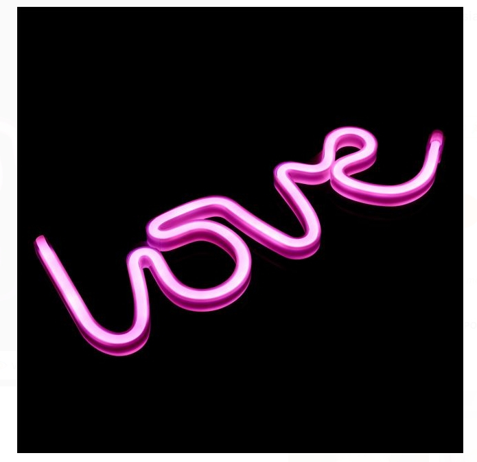 Lampa LED Neon LOVE Fucsia cu USB 35.5x13cm [3]