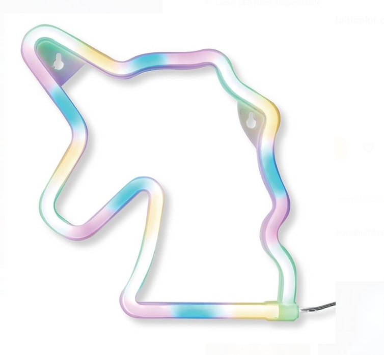 Lampa LED Neon Unicorn Multicolor cu USB 22x22cm [3]