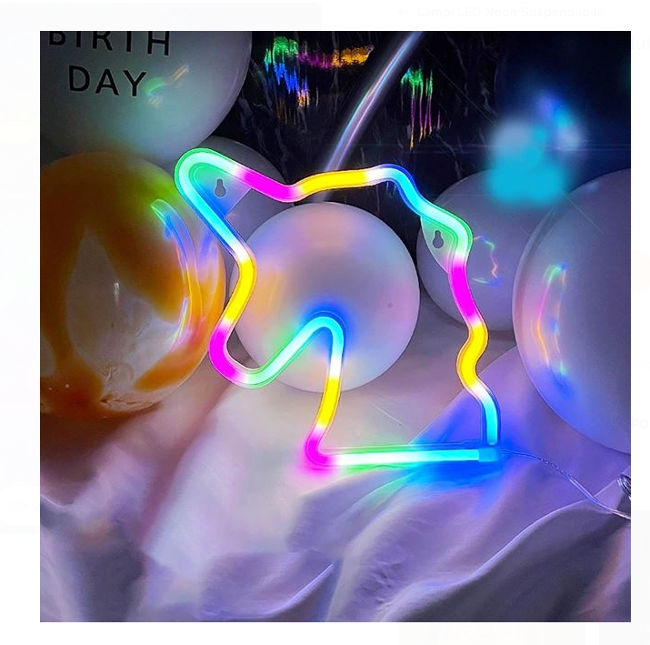 Lampa LED Neon Unicorn Multicolor cu USB 22x22cm [4]