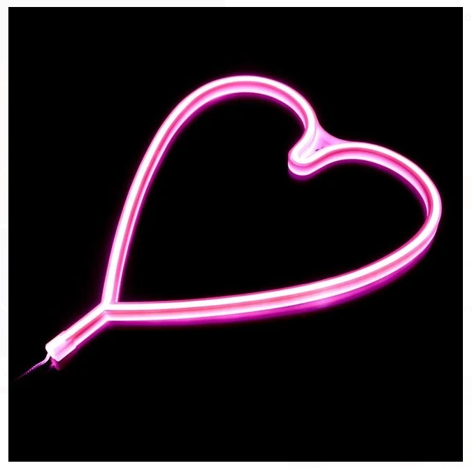 Lampa LED Inima Fucsia Neon cu USB 36.3x29cm [3]