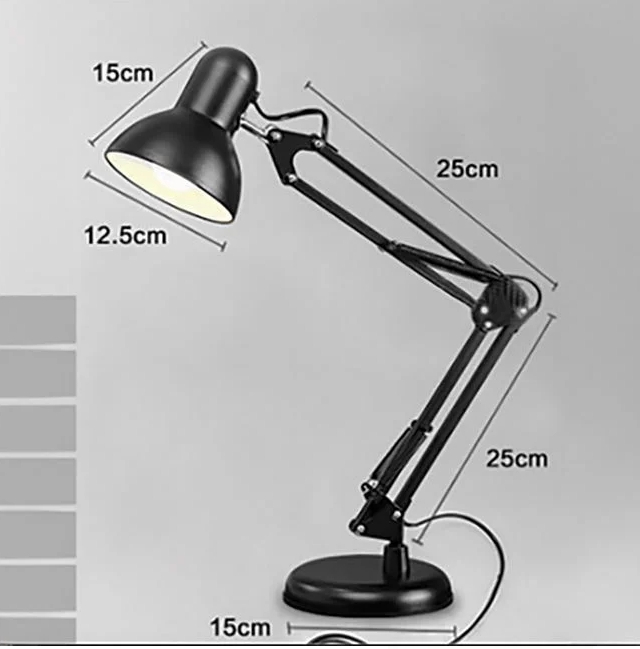Lampa de Birou Neagra cu Baza & Brat Pliabil [2]