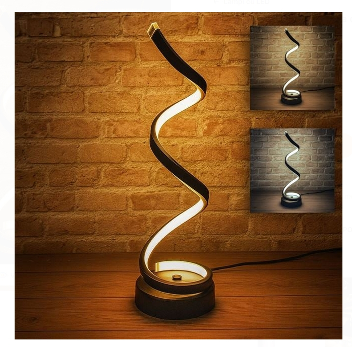 Lapma LED Neagra Spiralata cu USB & 3 Nuante Ø12x37cm [2]