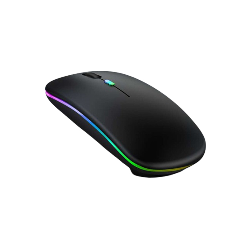 Mouse Wireless Reincarcabil, Iluminare RGB, Bluetooth 5.1 si 2.4GHZ, Reglabil 800/1200/1600DPI, Silentios, Ergonomic, Negru [1]