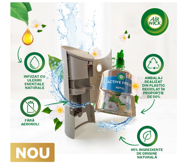 Rezerva odorizant de camera spray automat fara aerosoli Air Wick, Lemn de Santal Proaspat, 228ml [3]