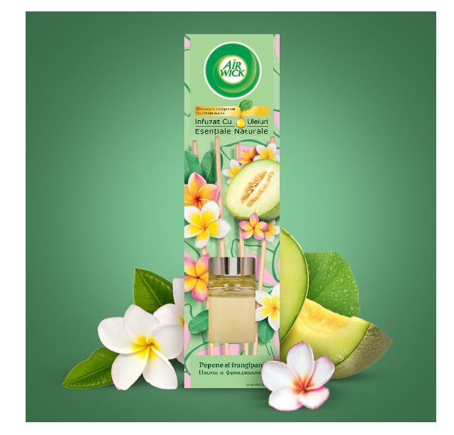 Odorizant de camera cu betisoare parfumate Air Wick, Pepene galben si frangipani, 40ml [4]