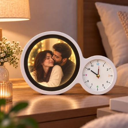 Oglinda magica cu ceas insertie foto si lumina LED - ROTUNDA [7]
