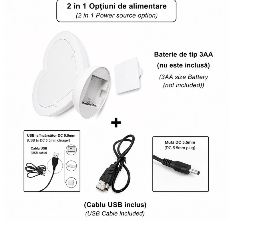 Oglinda magica cu insertie foto si efect LED - INIMA [6]