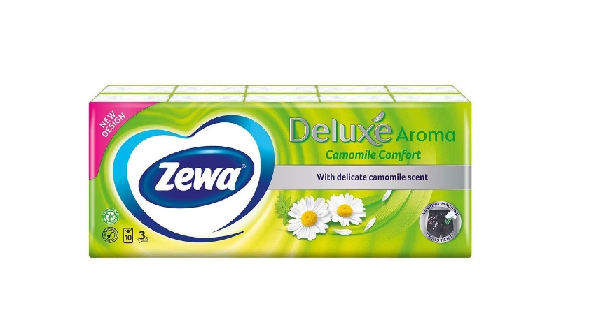 Pachet 3 X Batiste nazale Zewa De Luxe Camomile, 3 straturi, 10buc/set [1]
