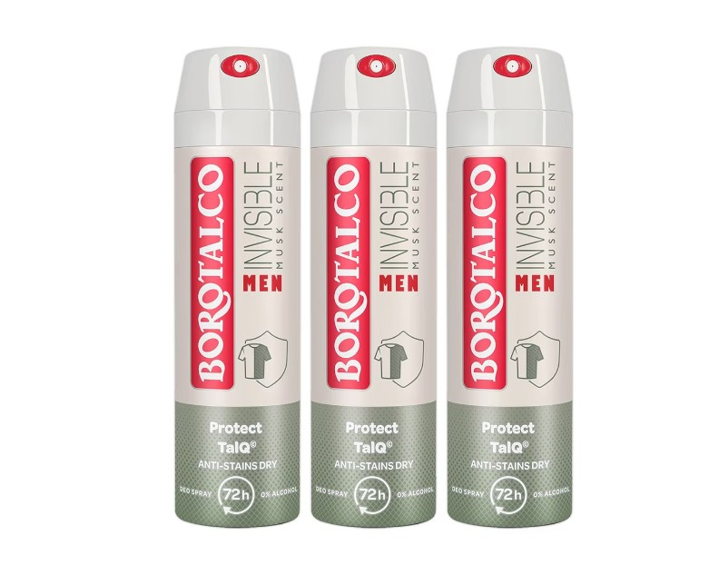 Pachet 3 x Deodorant Spray Borotalco, Invisible Men Musk Scent, 150 ml [1]