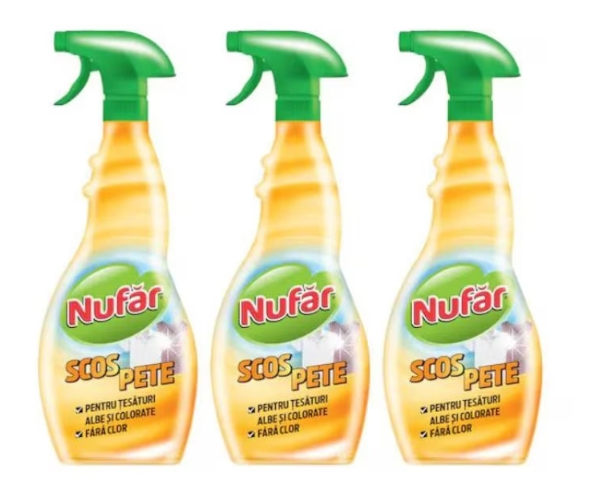 Set Solutie Scos Pete pentru Tesaturi Albe si Colorate Nufar, fara Clor, 3 x 500 ml [1]