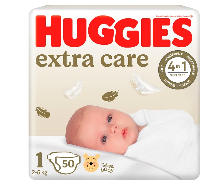 Scutece Huggies Extra Care 1 Jumbo, 2-5 kg, 50 buc [5]